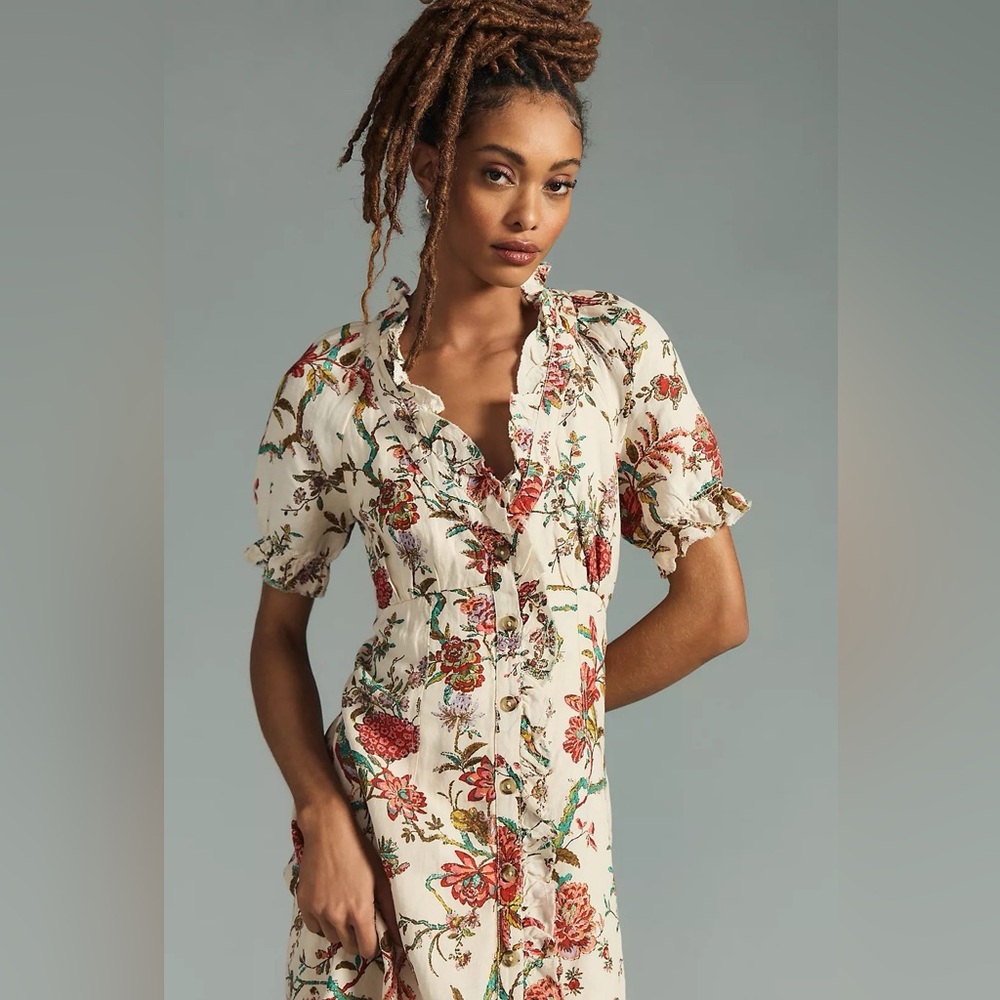 Anthropologie Pilcro Linen Ruffle dress